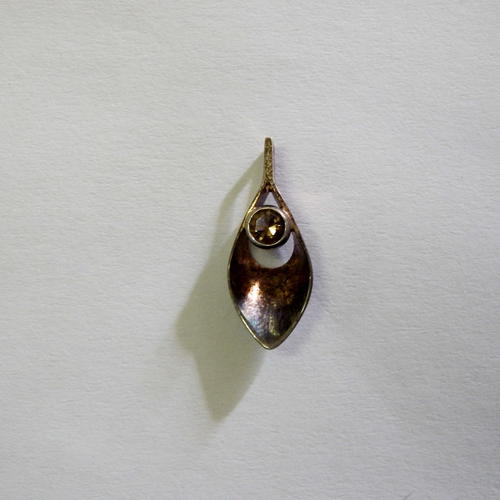 Vintage sterling silver pendant with smokey quartz - made in Finland