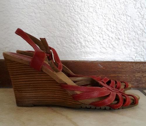 Shoes - Red Leather Wedge Sandals from Woolworth was listed for R150 ...