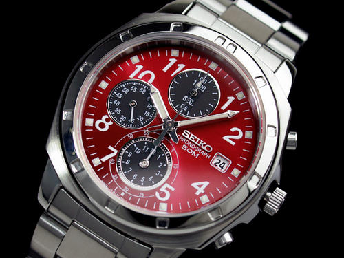 Seiko 50M Chronograph watch - red face - brand new